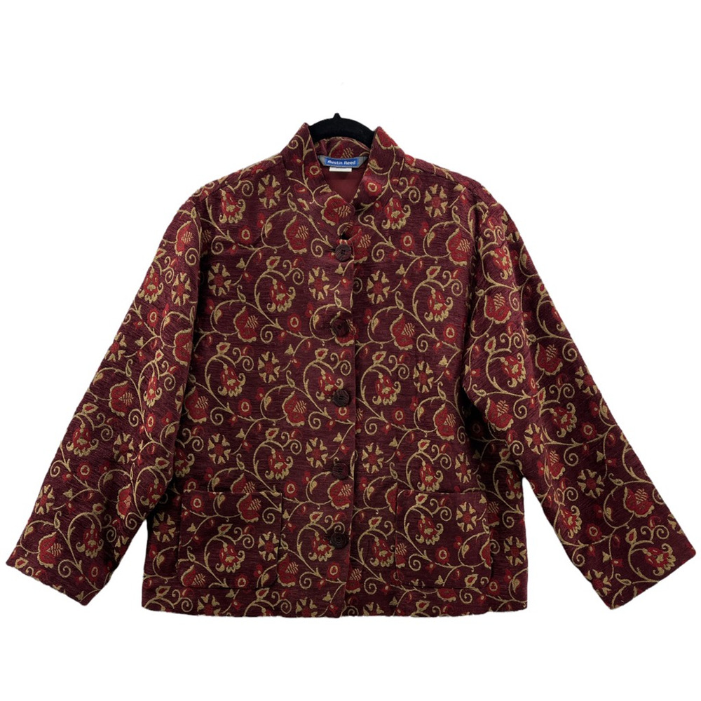 Austin Reed Womens Suit Jacket Blazer Multicolor Floral Pockets Long Sleeve‎ XL
